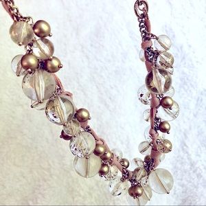 NWT bubble beaded necklace with pink ribbon